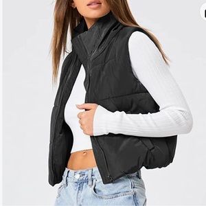AUTOMET Black Cropped Puffer Vest